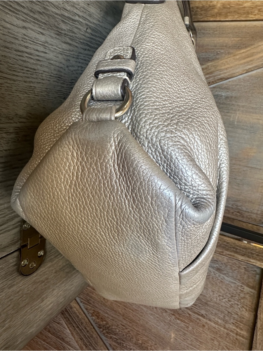 Coach Metallic Pewter Pebbled Leather Soho Duffel Convertible Bag F15064 - Picture 7 of 16
